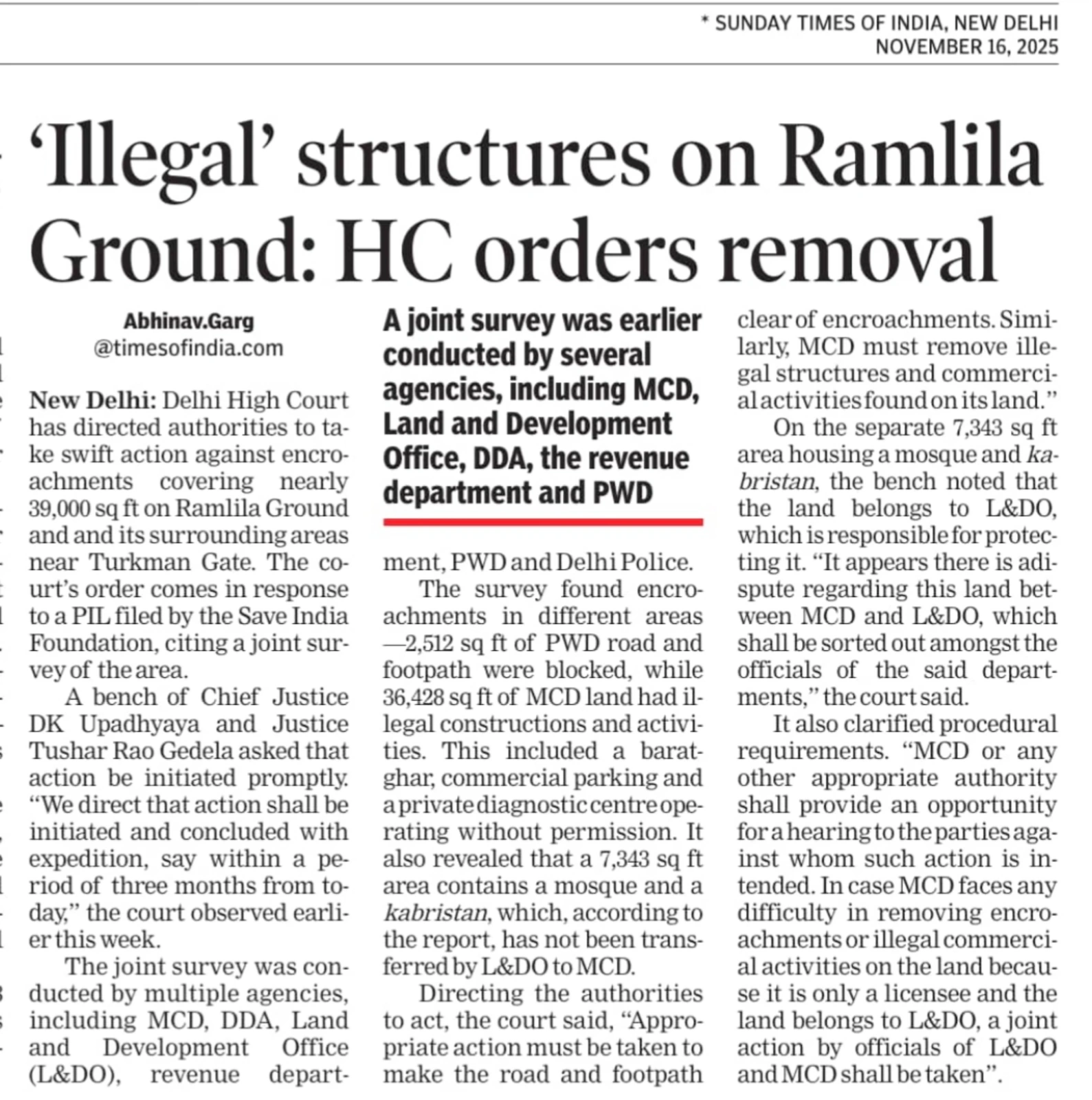 Image accompanying the report: Delhi High Court Orders Demolition of Mosque-Graveyard-Banquet Hall Complex at Ramlila Maidan