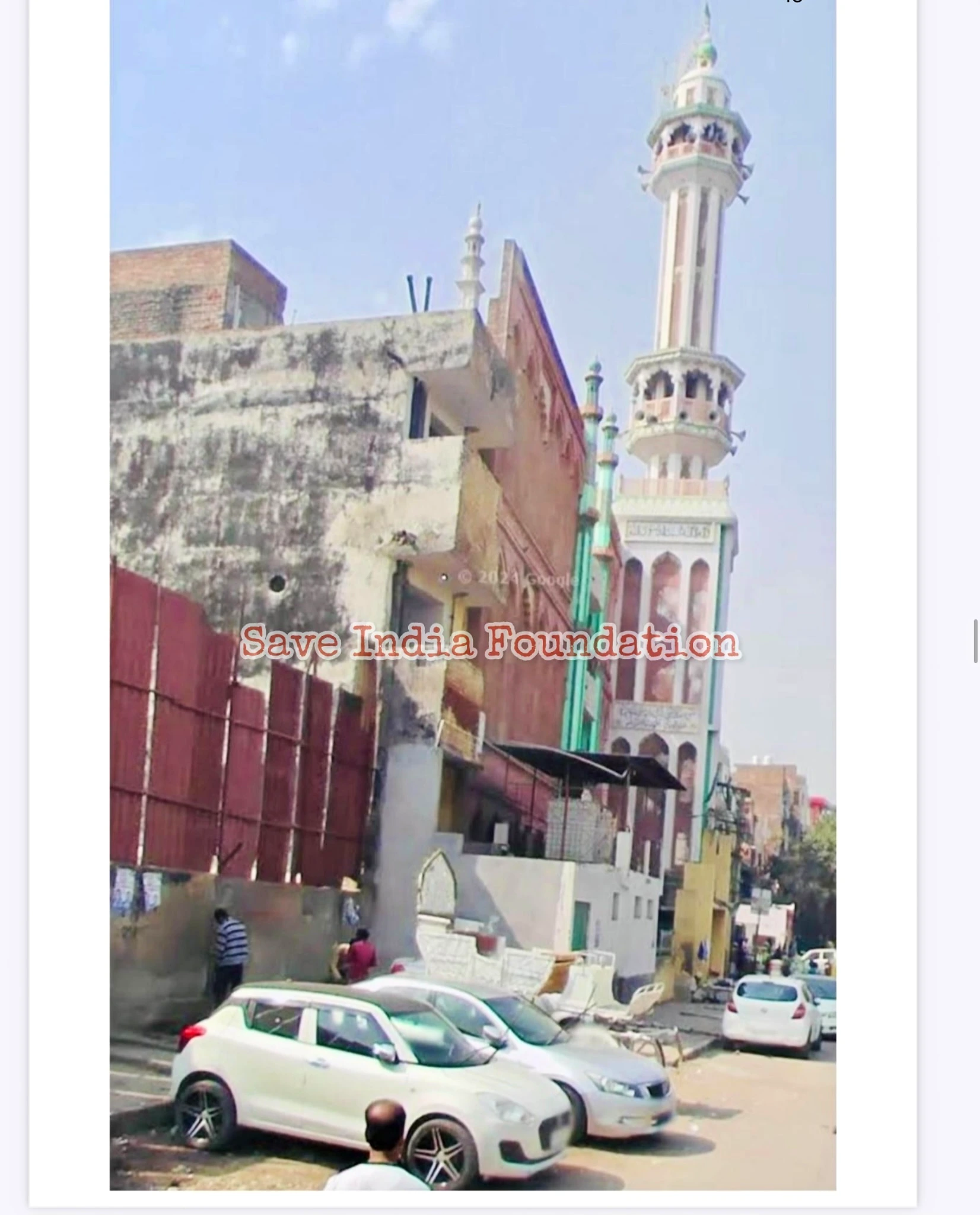Image accompanying the report: Shocker in Official Paper Trail: Illegal Mosque Stands Where a Hospital Was Planned on Govt Land